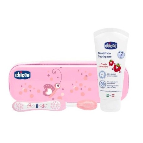 Chicco Conjunto Higiene Oral 12M Rosa